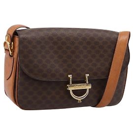 Céline CELINE Macadam Canvas Shoulder Bag PVC Leather Brown Gold Altro