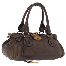 Chloé Sac à main Chloe Paddington en cuir marron or argent Autre