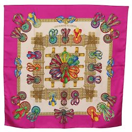 Hermès HERMES Carre 90 Lenço LES RUBANS DU CHEVAL Seda Roxo Outro