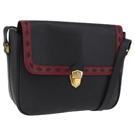 Autre Marque Saint Laurent Bolsa de ombro com corrente em couro preto e dourado Outro