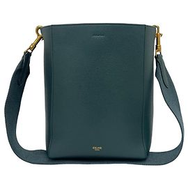 Céline Celine Sangle Bucket Small Leather Shoulder Bag Green