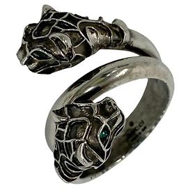Gucci Double Tiger Head Ring Silber
