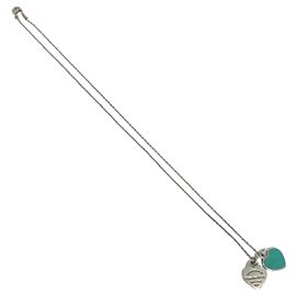 Autre Marque Pendentif Tiffany Return to Blue à double cœur Argenté Bleu