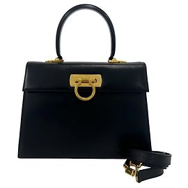 Borsa Salvatore Ferragamo in pelle di vitello nera Nero