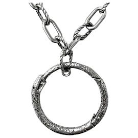 Gucci Ouroboros AG925 Silver Necklace Silvery
