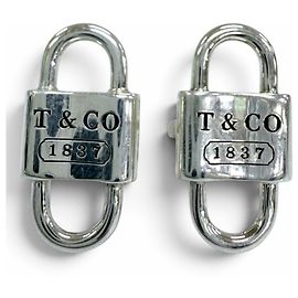Autre Marque Tiffany & Co. 1837 Small Double Lock Ohrringe Silber