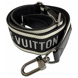 Louis Vuitton Leather Logo Design Shoulder Strap Black White
