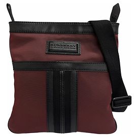 Borsa a tracolla Burberry in tela e pelle Nero Bordò