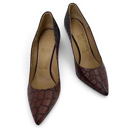 Escarpins Salvatore Ferragamo en cuir embossé marron Taille 6.5 Marron