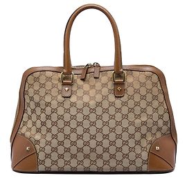 Gucci Beige GG Canvas Dome Nailhead Handtasche Beige
