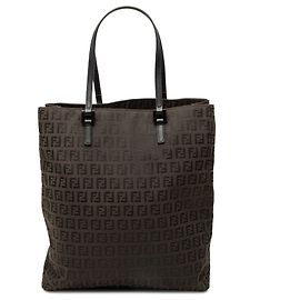 Fendi Brown Zucchino Canvas Tote Brown Dark brown