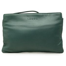 Bolsito de muñeca de piel verde con logotipo LOEWE Material Verde Verde oscuro