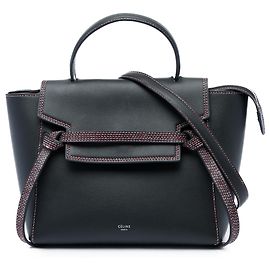 Céline Bolsa Cinto Celine em Micro Pele de Bezerro Grão Preto com Costuras Preto