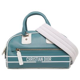 Petit sac bowling zippé Dior Vibe en cuir bleu Dior Bleu Autre
