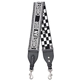 Dior Black Canvas Logo Embroidered Shoulder Strap Black