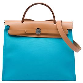 Hermès Blue Toile Verso Herbag Zip 31 Blu