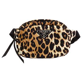 Prada Beige Tessuto Leopard Print Belt Bag Beige