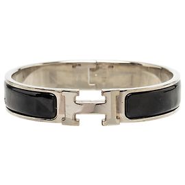 Pulseira Hermès Clic H PM de Esmalte Preto Estreita Preto