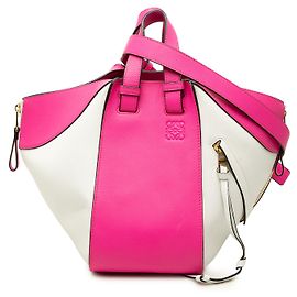 Borsa Satchel Hammock LOEWE Medium in pelle bicolore bianca Bianco