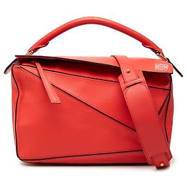 Sac Puzzle LOEWE Medium en cuir de veau rouge Rouge