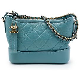 Chanel Blue Small Quilted Aged Calfskin Gabrielle Hobo Bleu Bleu clair