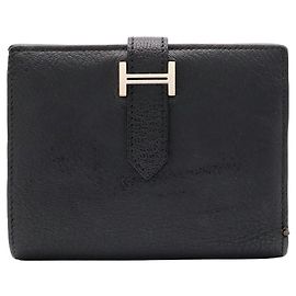 Hermès Hermes Bearn Compact Bi-fold Wallet Black