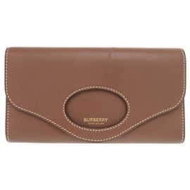 Cartera con solapa Burberry Logo Castaño
