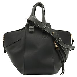 Loewe Hammock Bag - Small Leather Shoulder Bag Beige Sand Navy blue
