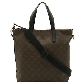 Louis Vuitton Monogram Macassar Kitan Tote Bag Brown Black