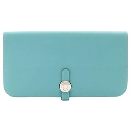 Hermès Billetera bi-fold Hermes Dogon Rect Verso Long Azul