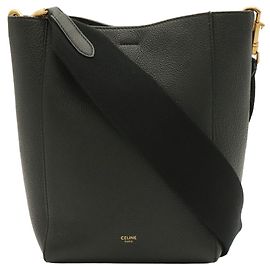 Céline Celine Sangle Bucket Small Shoulder Bag - Black Leather Black