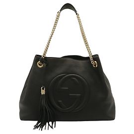 Borsa a catena Gucci Soho Interlocking G Nero