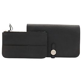 Hermès Hermes Dogon Duo GM Bi-fold Long Wallet Black