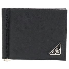 Portefeuille bifold Prada Triangle Noir
