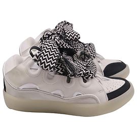 Lanvin Curb Sneakers in White Leather White