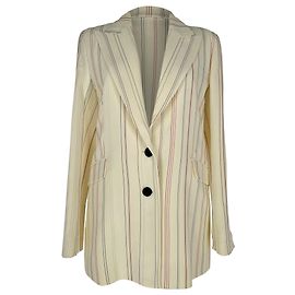 Roland Mouret Striped Cady Blazer in White Viscose White