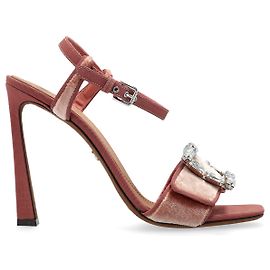 Sandálias de salto Dolce & Gabbana Rosa com fivela de cristal Rosa