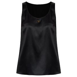 Dolce & Gabbana Top de seda com aplicação em forma de logótipo Preto
