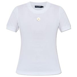 T-shirt Dolce & Gabbana avec logo doré DG blanc en coton Blanc