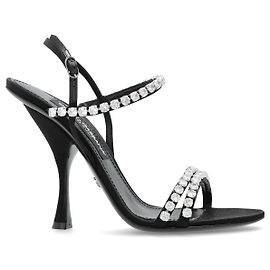 Dolce & Gabbana Sandali con tacco e cristalli scintillanti Nero