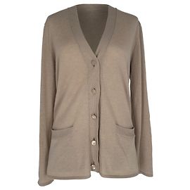 Hermès Knopf-Strickcardigan aus braunem Cashmere Braun Rot