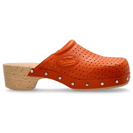 Balenciaga x Scholl Perforated Leather Mules Orange Orange