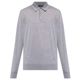 Dolce & Gabbana Grey Wool Polo Sweater Grey