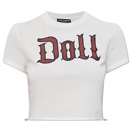 Dolce & Gabbana Camiseta cropped con efecto vintage Blanco