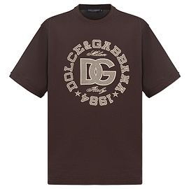Dolce & Gabbana Camiseta con logotipo bordado Castaño