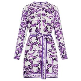 Vestido Dolce & Gabbana de seda roxo com motivos florais Roxo