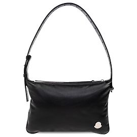 Moncler Leather Shoulder Bag Black Black