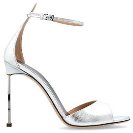 Tom Ford Leder-Sandaletten mit Absatz Silber Metallisch