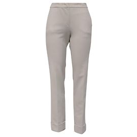 Armani Collezion Slim Pants in White Cotton White Cream