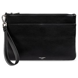 Dolce & Gabbana Black Leather Briefcase Envelope Bag Black